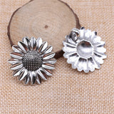 WYSIWYG 2pcs 37mm Pendant Flower Sunflower Sunflower Flower Charm Pendants Antique Silver Color Sunflower Pendants