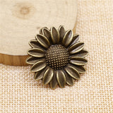 WYSIWYG 2pcs 37mm Pendant Flower Sunflower Sunflower Flower Charm Pendants Antique Silver Color Sunflower Pendants