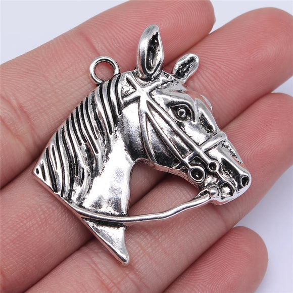 WYSIWYG 2pcs 37x36mm Horse Head Charms For Jewelry Making Jewelry Accessories Antique Silver Plated Antique Bronze Plated