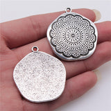WYSIWYG 2pcs 37x40mm Carved Pattern Pendant Charms Antique Silver Color For Jewelry Making Zinc Alloy Jewelry Findings