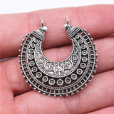 WYSIWYG 2pcs 38x37mm Antique Silver Color Crescent Pendant Earring Connector For Jewelry Making