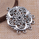 WYSIWYG 2pcs 39x32mm Antique Silver Color Flower Earring Connector For Jewelry Making DIY Jewelry Findings