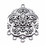 WYSIWYG 2pcs 39x32mm Antique Silver Color Flower Earring Connector For Jewelry Making DIY Jewelry Findings