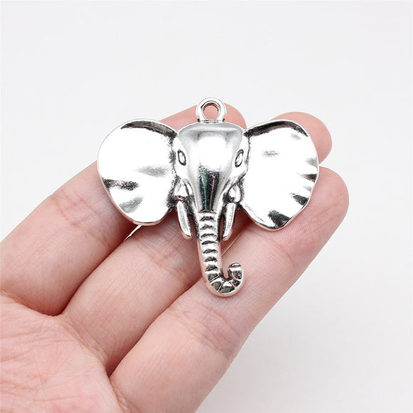 WYSIWYG 2pcs 40x44mm Antique Silver Color Elephant Charms For Jewelry Making