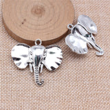 WYSIWYG 2pcs 40x44mm Antique Silver Color Elephant Charms For Jewelry Making
