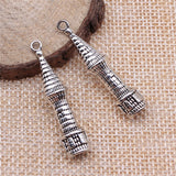 WYSIWYG 2pcs 41x10x10mm Castle Charms Antique Silver Color Pendant Charms For Jewelry Making Jewelry Accessories