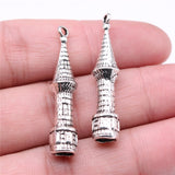 WYSIWYG 2pcs 41x10x10mm Castle Charms Antique Silver Color Pendant Charms For Jewelry Making Jewelry Accessories