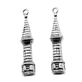 WYSIWYG 2pcs 41x10x10mm Castle Charms Antique Silver Color Pendant Charms For Jewelry Making Jewelry Accessories