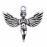 WYSIWYG 2pcs 41x44mm Angel With Wings Pendant Charms Antique Silver Color For Jewelry Making Zinc Alloy Jewelry Findings