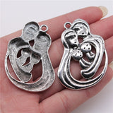 WYSIWYG 2pcs 41x49mm A Lovely Family Charms Antique Silver Color For Jewelry Making Charms Pendant DIY Jewelry Findings