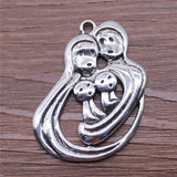 WYSIWYG 2pcs 41x49mm A Lovely Family Charms Antique Silver Color For Jewelry Making Charms Pendant DIY Jewelry Findings