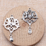2pcs 42x27mm Antique Silver Color Star Moon Amulet Charms EF3709