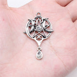 2pcs 42x27mm Antique Silver Color Star Moon Amulet Charms EF3709