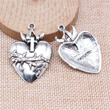 2pcs 42x29mm Antique Silver Color Gothic Thorns Heart Cross Charms For Jewelry Making h1010