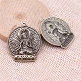 WYSIWYG 2pcs 42x36mm Buddha Statue Charms For Jewelry Making Antique Silver Plated Antique Bronze Color Jewelry Findings