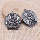 WYSIWYG 2pcs 42x36mm Buddha Statue Charms For Jewelry Making Antique Silver Plated Antique Bronze Color Jewelry Findings