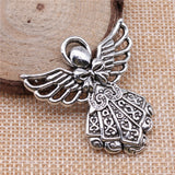 WYSIWYG 2pcs 42x39mm 2 Colors Antique Silver Color Antique Bronze Angel Pendant Angel Charm Pendants Angel Charms EF3860