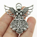 WYSIWYG 2pcs 42x39mm 2 Colors Antique Silver Color Antique Bronze Angel Pendant Angel Charm Pendants Angel Charms EF3860