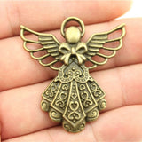 WYSIWYG 2pcs 42x39mm 2 Colors Antique Silver Color Antique Bronze Angel Pendant Angel Charm Pendants Angel Charms EF3860