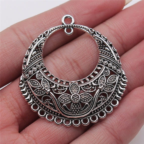 WYSIWYG 2pcs 42x46mm Charm Earrings Connection For Jewelry Making Antique Silver Color Antique Bronze Earrings Connecter Charms