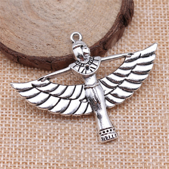 WYSIWYG 2pcs 42x56mm Pendant Winged Woman Egyptian Goodness Charm Pendants For Jewelry Making Egypt Goodnesspendants EF3950