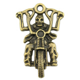 WYSIWYG 2pcs 44x28mm Antique Silver Color Antique Bronze Motorcycle Skull Charm Skull Charm Pendants Skull Motorcycle Pendants