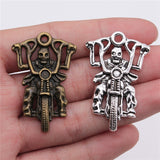 WYSIWYG 2pcs 44x28mm Antique Silver Color Antique Bronze Motorcycle Skull Charm Skull Charm Pendants Skull Motorcycle Pendants