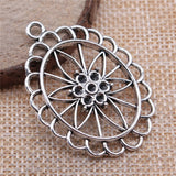 WYSIWYG 2pcs 44x31mm Oval Hollow Flowers Charm Pendants Flower Charm Oval Plated Hollow Oval Flower Pendants Charm