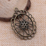 WYSIWYG 2pcs 44x31mm Oval Hollow Flowers Charm Pendants Flower Charm Oval Plated Hollow Oval Flower Pendants Charm