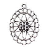 WYSIWYG 2pcs 44x31mm Oval Hollow Flowers Charm Pendants Flower Charm Oval Plated Hollow Oval Flower Pendants Charm