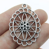 WYSIWYG 2pcs 44x31mm Oval Hollow Flowers Charm Pendants Flower Charm Oval Plated Hollow Oval Flower Pendants Charm