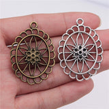 WYSIWYG 2pcs 44x31mm Oval Hollow Flowers Charm Pendants Flower Charm Oval Plated Hollow Oval Flower Pendants Charm