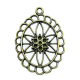 WYSIWYG 2pcs 44x31mm Oval Hollow Flowers Charm Pendants Flower Charm Oval Plated Hollow Oval Flower Pendants Charm