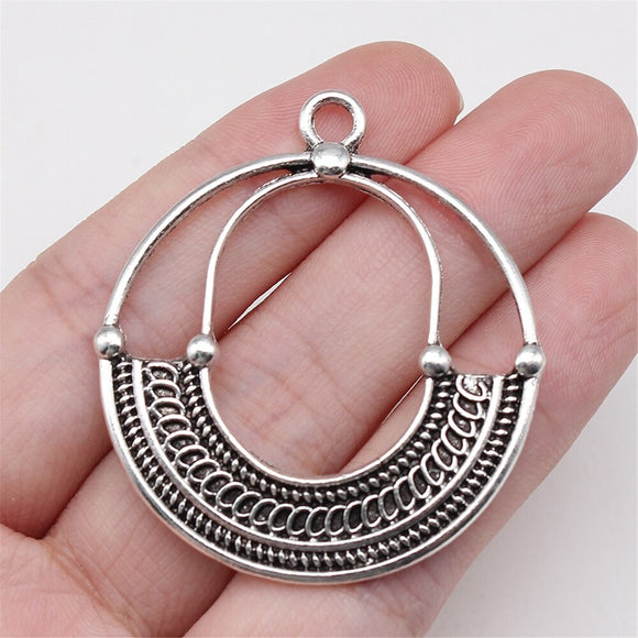 WYSIWYG 2pcs 45x40mm Antique Silver Color Braided Hoop Earrings Charms For Jewelry Making