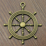 WYSIWYG 2pcs 45x40mm Charms Rudder Antique Silver Color Antique Bronze Color Alloy DIY Jewelry Making Accessories