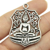 WYSIWYG 2pcs 46x33mm Buddha Statue Charms For Jewelry Making Antique Silver Color Charm Pendant Jewelry Accessories