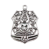WYSIWYG 2pcs 46x33mm Buddha Statue Charms For Jewelry Making Antique Silver Color Charm Pendant Jewelry Accessories