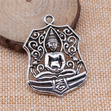 WYSIWYG 2pcs 46x33mm Buddha Statue Charms For Jewelry Making Antique Silver Color Charm Pendant Jewelry Accessories
