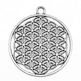 WYSIWYG 2pcs 47x42mm Round Seed Of Life Pendant Round Flower Of Life Pendant Charm Sacred Geometry Mandala Charm
