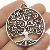 WYSIWYG 2pcs 47x42mm Round Tree Charms Antique Silver Color Pendant Charms Jewelry Findings For Jewelry Making