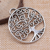WYSIWYG 2pcs 47x42mm Round Tree Charms Antique Silver Color Pendant Charms Jewelry Findings For Jewelry Making