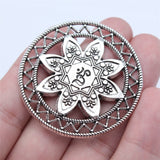 WYSIWYG 2pcs 47x47mm Antique Silver Color Om Symbol Round Charms Pendant For DIY Jewelry Making Handmade Jewelry Craft Findings