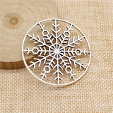 WYSIWYG 2pcs 47x47mm Hollow Round Snowflakes Charms Antique Silver Color Pendant Charms Jewelry Findings For Jewelry Making