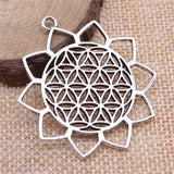 WYSIWYG 2pcs 48x42mm Flower Of Life Charm Pendant Big Life Flower Pendants Charm Large Flower Of Life Charm