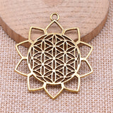 WYSIWYG 2pcs 48x42mm Flower Of Life Charm Pendant Big Life Flower Pendants Charm Large Flower Of Life Charm