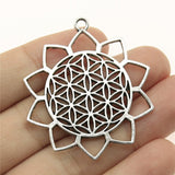 WYSIWYG 2pcs 48x42mm Flower Of Life Charm Pendant Big Life Flower Pendants Charm Large Flower Of Life Charm