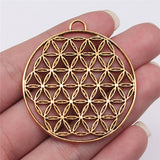 WYSIWYG 2pcs 48x44mm Round Flower Charm Pendant Flower Of Life Charm Round The Flower Of Life Charms Pendants