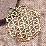 WYSIWYG 2pcs 48x44mm Round Flower Charm Pendant Flower Of Life Charm Round The Flower Of Life Charms Pendants
