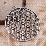 WYSIWYG 2pcs 48x44mm Round Flower Charm Pendant Flower Of Life Charm Round The Flower Of Life Charms Pendants