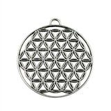 WYSIWYG 2pcs 48x44mm Round Flower Charm Pendant Flower Of Life Charm Round The Flower Of Life Charms Pendants
